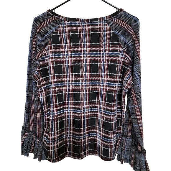 HANNA PLAID SIZE L TOP CUADROS CONVINADOS CON LINDO ESTILO EN SUS MANGAS - Picture 3 of 5